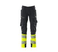 Mascot Accelerate Safe Ultimate Stretch Trousers With Thigh Pockets - Dark Navy/hi-Vis Yellow (30.5) (Leg Length - Short)