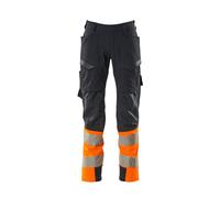 Mascot Mens Accelerate Safe Hi-Vis Work Trousers38.5R Dark Navy/Hi Vis Orange M
