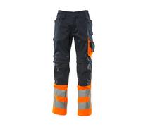 Mascot Safe Supreme Leeds Trousers - Dark Navy Blue/hi-Vis Orange (42.5) (Leg Length - Long)