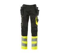Mascot Safe Supreme Trousers With Holster Pockets (Black/hi-Vis Yellow) (35.5) (Leg Length - Short)
