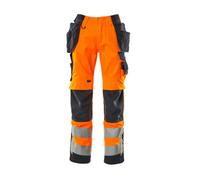 Mascot Safe Supreme Wigan Craftsmen's Trousers - Hi-Vis Orange/dark Navy Blue (33.5) (Leg Length - Short)