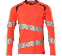 Mascot Accelerate Safe Modern Fit Long-Sleeved T-Shirt (Hi-Vis Red/dark Anthracite) (Xxxxx Large)