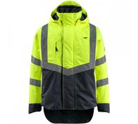 Mascot 15501-231-17010 Harlow Safe Supreme Waterproof Class 3 Outer Shell Jacket, Size L, Hi-Vis Yellow/Dark Navy