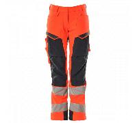Mascot Accelerate Safe Ladies Diamond Fit Trousers With Kneepad Pockets - Hi-Vis Red/dark Navy (30.5) (Leg Length - Regular)