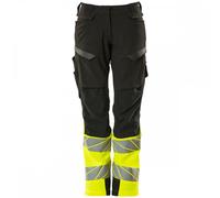 Mascot Workwear 19178 Womens Trousers with kneepad pockets Black/Hi-Vi 43.5" 32"