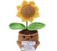 Maseata Handmade Positive Sunflower Doll Crochet with Card- Thank You Gifts for Woman Coworkers Boss Lady， Birthday, Thank You Gift Women, Men