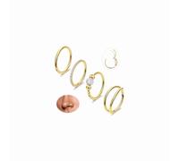 Masedy 4PCS 18G Surgical Steel Nose Ring Hoop for Women Men Hinged Double Nose Hoop CZ Opal Clicker Septum Nose Hoops Cartilage Conch Tragus Rook Ring Lip Daith Piercing Jewelry Gold Silver 7-9MM