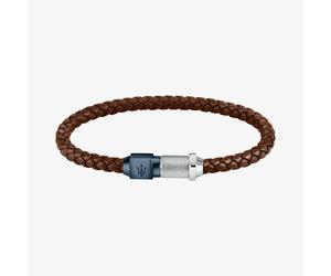 Maserati Brown Braided Leather Rope Bracelet JM223AVE15