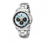 Maserati Gents Succeso Light Blue Dial Stainless Steel Chronograph Watch