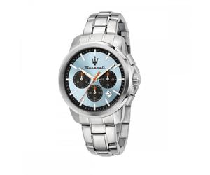 Maserati Gents Succeso Light Blue Dial Stainless Steel Chronograph Watch