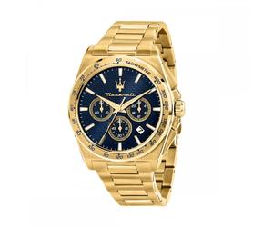 Maserati Gents Velocita Blue Dial Gold Tone Stainless Steel Chronograph Watch