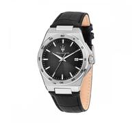 Maserati Gents Velocita Slim Black Dial Black Leather Strap Watch