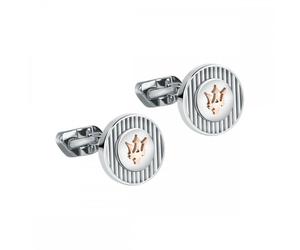 Maserati Gioielli Two Tone Stainless Steel Cufflinks 1.5 x 0.3cm