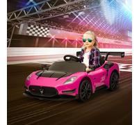 AIYAPLAY Maserati GT2 Licensed 12V Electric Car for Kids, Kids' Electric Ride on with Suspension System, Remote Control, USB, Music, Horn, Lights, Auxiliary Wheels, for Ages 3-5 Years, Pink