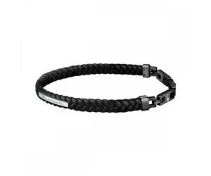 Maserati Jewels Black Leather Bracelet 22.5cm