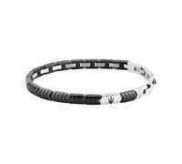 MASERATI Men's Bracelet in Steel and Ceramic, CERAMIC Collection, Herringbone Pattern