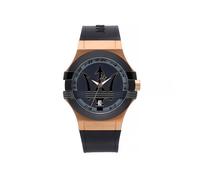 Men's Watch, Potenza Collection, Quartz Movement, Three Hands Version with Date, Stainless Steel, Rose Gold pvd, Black pvd and Polyurethane Watch - R8851108002