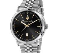 Maserati Epoca 42 Mm 3h Black Dial Br Ss Watch Silver Man