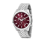 Maserati R8853151024 Attrazione Silver Tone Red Chronograph Dial Bracelet Watch - W81307