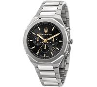 Maserati Stile 45 Mm Chro Black Dial Br Ss Watch Silver Man
