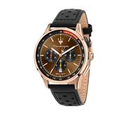 Maserati Sorpasso Men's Chronograph Brown Dial Black Leather Strap Watch