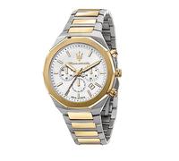 Maserati Stile 45 Mm Chro W/silver Dial Br Ss+yg Watch Golden Men