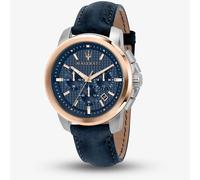 Maserati Successo Blue Leather Strap Watch R8871621015