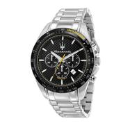 Maserati Traguardo Men's Black Chronograph Dial Stainless Steel Bracelet Watch