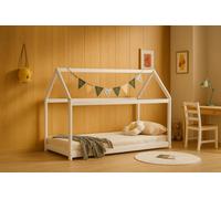 Maserri Ely Montessori House Bed for Kids, White Solid Pine, 3FT Single