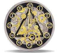 Masfoponic Clockwork 12-Step Sobriety Coin - Timekeeper Dial NA Medallion - Spiritual Token for Recovery & Clean Time - Empowering NA AA Chips - Gift for Men & Women