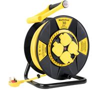 Masfustool 30M Extension Outdoor or Indoor Lead IP44 Rated, 4 Socket Extension Reel, Heavy Duty Extension Cable, Thermal Cut Out, UK Outdoor Plug, Dust-Proof Extension Lead for Garden, Garage,Camping