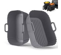 Masgarlan Silicone Air Fryer Liners 2 Pack for Ninja Foodi Dual AF300UK AF400UK/KCP, AF451UK, Tower, Keplin, COSORI, Russell Hobbsand, Instant for 7.6L 8L 9.5L Baskets, Reusable Airfryer Accessories