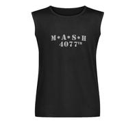 Mash Distressed Logo Mens 4077 Classic TV Show Men's Vests Tank Tops O-Neck 100% Cotton Undershirts Unisex Sleeveless Shirt M Black