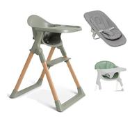 Mash High Chair Bundle by Baby Elegance | Includes Newborn Seat (0-6 Months), Toddler Seat (6+ Months) & Sage Cushion | Adjustable Sage High Chair for Babies & Toddlers