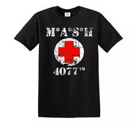 MASH Vintage RED Cross 4077 Men's T-Shirt Mens Gift Top Tee Top(Black,L)