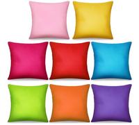 MASHAN 8Pcs Decorative Throw Pillow Covers Rainbow Color Pillow Cases Colorful Square Cushion Covers with Hidden Zipper for Couch Sofa Bedroom Patio Balcony,Linen Material, 18 x 18 Inch（Covers Only）