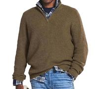MASHANGGOU 2024 New Men's Cashmere Business Casual Zipper Sweater,Warm Mens Quarter Zip Pullover,Long Sleeve Knitted Polo Neck Jumper (Brown,4XL)