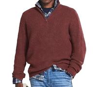MASHANGGOU 2024 New Men's Cashmere Business Casual Zipper Sweater,Warm Mens Quarter Zip Pullover,Long Sleeve Knitted Polo Neck Jumper (Red,4XL)