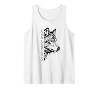Mashantucket Pequot Ice-Eyed Wolf Indian Tribal Heritage Art Tank Top