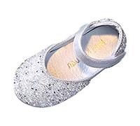 Mashaouyo Fashion Girls Dance Shoes Glitter Rhinestone Crystal Shoes Performance Dress Shoes Sequins Designed Non-Slip Soft Girls Party Shoes for Spring and Summer Comfortable, silver, 26