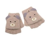Mashaouyo Thickened Warm Mitten For Children Half Finger Gloves Elastic Cute Mittens Mittens Girls Boys Winter Knitted Flip Gloves Rabbit Pattern Soft And Comfortable