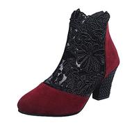 Mashaouyo Women's Sandals High Heel, Lace Elegant Hollow Out Half Closed Sandals, Summer Vintage Elegant Lace Up Shoes, Elegant Sandals for Spring and Summer Shoes Light, red, 5 UK