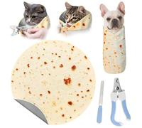 MASHDE 31.5" Large Cat Grooming Wrap for Cutting Nails, Self-Stick Dog Cat Burrito Wrap with Nail Clippers Kit, Soft Tortilla Blanket Pet Tool Gifts for Multifunctional Care Medicine Anti-Escape