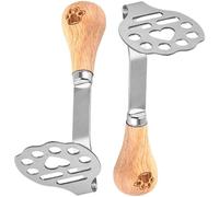 Mashed Potato Masher,2Pcs Kitchen Tool & Food Smasher with Wooden Handle Bear Paw Perfect for Bean, Vegetable, Fruits, Avocado, Meat