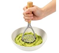 Mashed Potato Masher - Wooden Handle Ergonomic Double Arc | Mashed Potato Ricer, Vegetable Masher Tool for Avocado, Bananas, Beans, Soft Fruits, Vegetable, Home, Kitchen, Dining Room