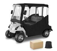 MASHELLY Golf Cart Enclosures 2 Passenger for Club Car DS Precedent, 600D Oxford Extended Roof with Security Side Mirror Openings Roll-Up and Removable Windshield, Black