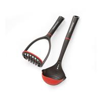 Morphy Richards Masher and Ladle Set, Heat Resistant Nylon & Silicone Kitchen Utensils | Non-Stick | Dual-Sided Ladle with Measurements & Herb Stripper | Dual-Action Masher | Dishwasher Safe, 869002