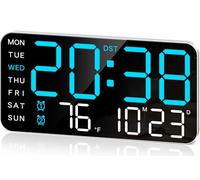 MASHI 8.4'' Large Digital Wall Clock, Large Digits Led Alarm Clock, Date, Temperature, Daylight Saving Time, Modern Table Decoration Design, 5 Level Brightness for Living Room, Bedroom