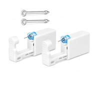 MASHI Nose Piercing Kit 2 Pack - Silver & Gold Stud Set, Painless Self Piercing Gun, Sterile Disposable Gun Kit (Silver Clear Cystal 2mm)