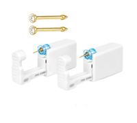 MASHI Nose Piercing Kit 2 Pack - Silver & Gold Stud Set, Painless Self Piercing Gun, Sterile Disposable Gun Kit (Gold Clear Crystal 2mm)
